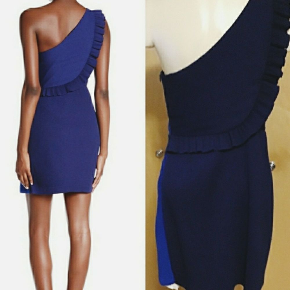 Sandro Two-tone One shoulder Ribbed Dress USA 6-8 - Picture 2 of 8